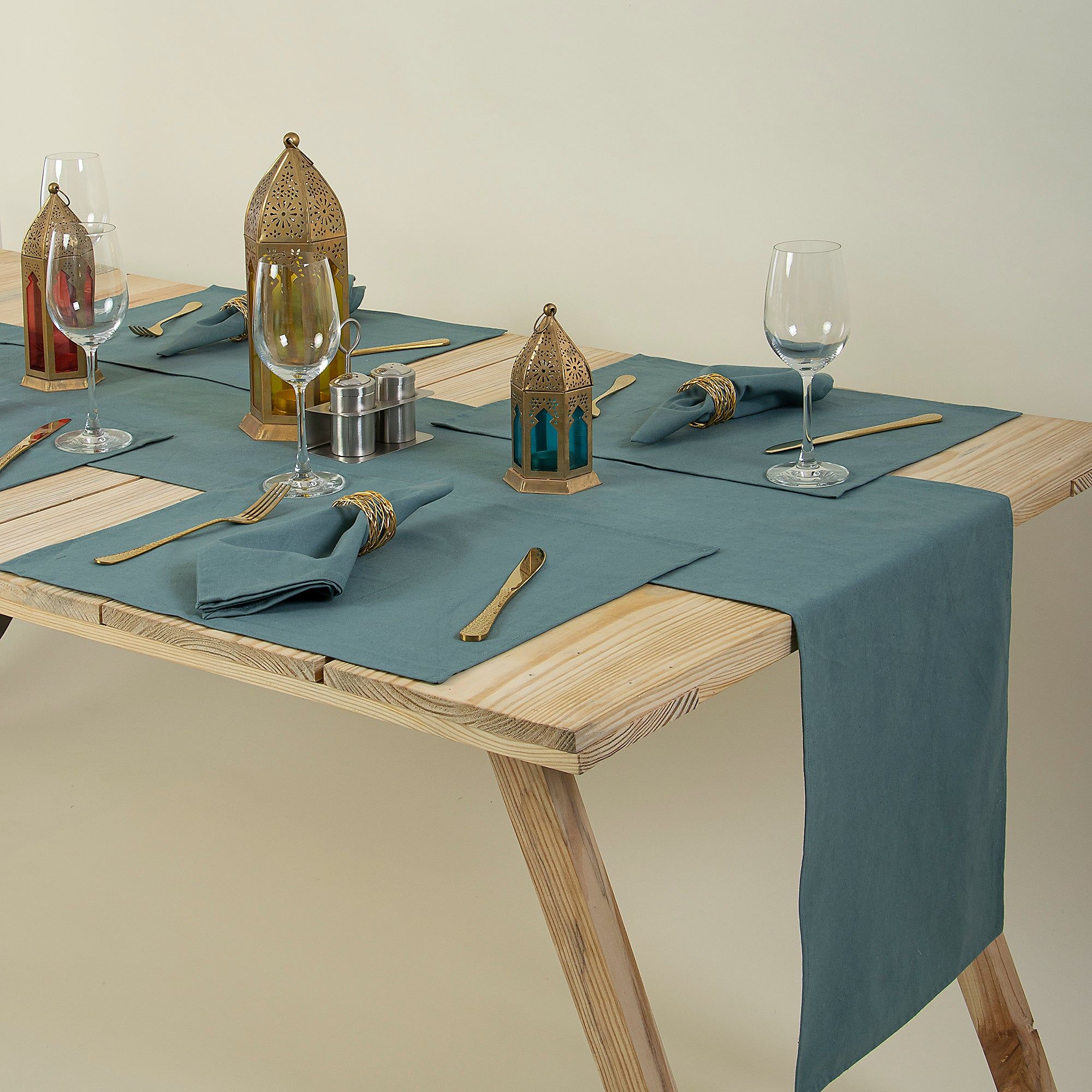 Solid Pure Cotton Table Mats And Runners